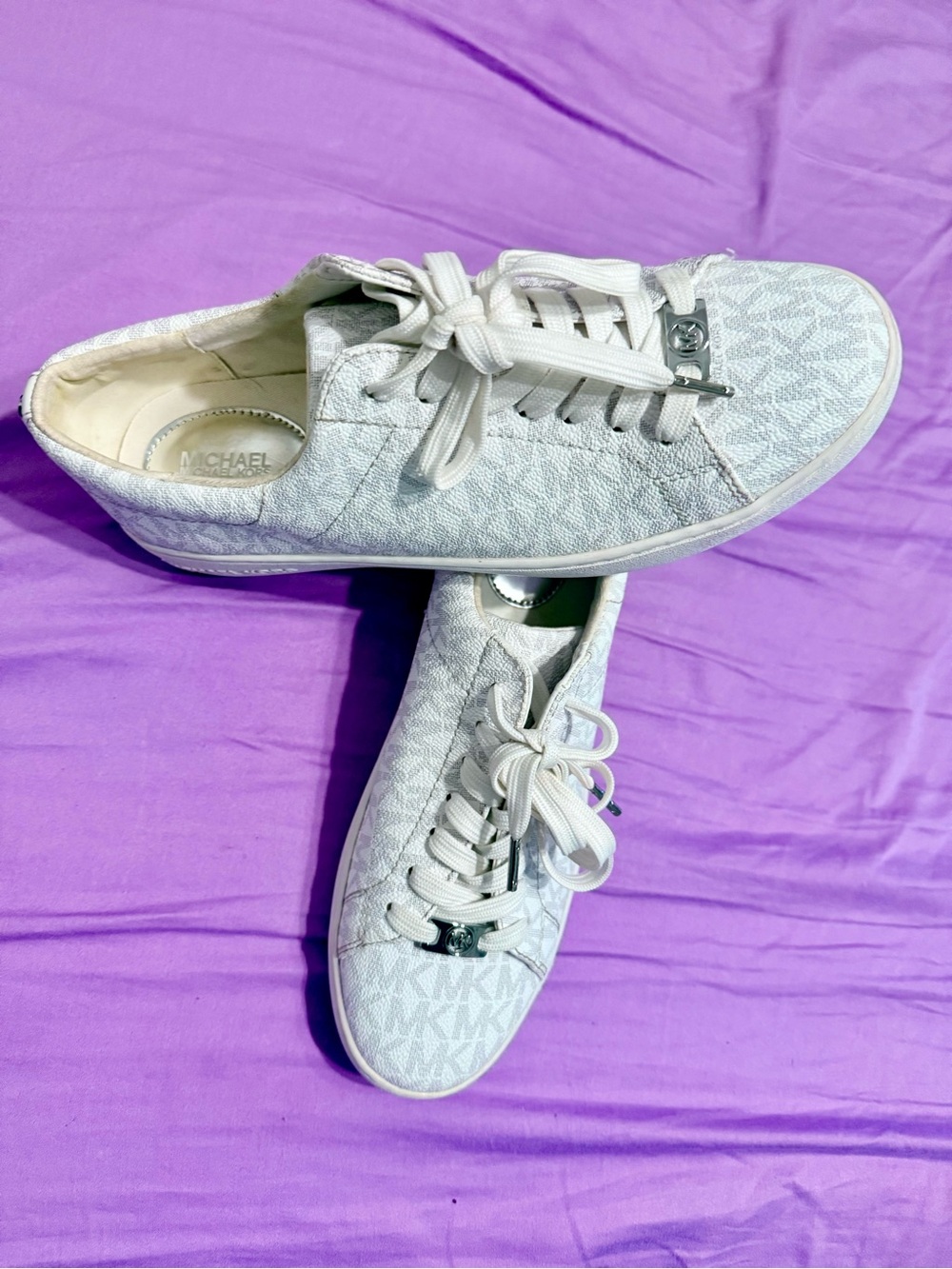 Michael Kors White Logo Low-Top Lace-Up Sneakers